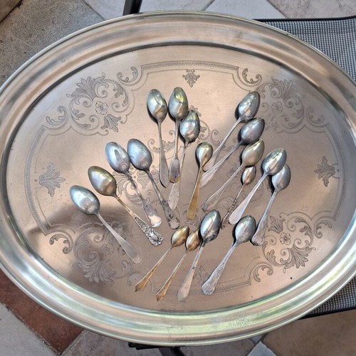 Vintage Oval Silver Plated Serving Tray used, large 70x50 cm