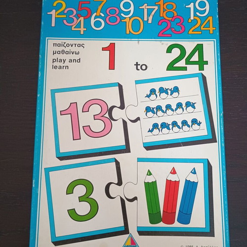 Vintage D. Desyllas educational games used, play and learn from 1 to 24