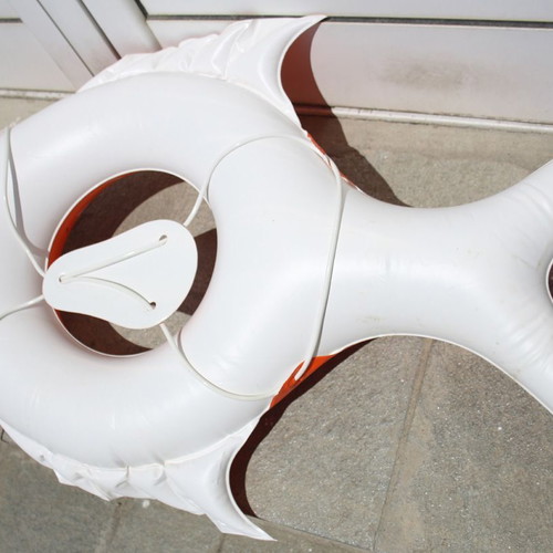 Inflatable fish-shaped sea lifebuoy 91cm old Greek 1980s new