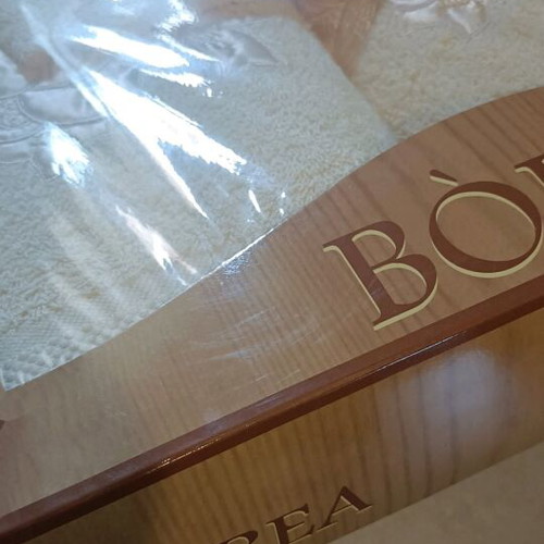 Borea towel set of 3 pieces new, ivory, cotton with embossed design