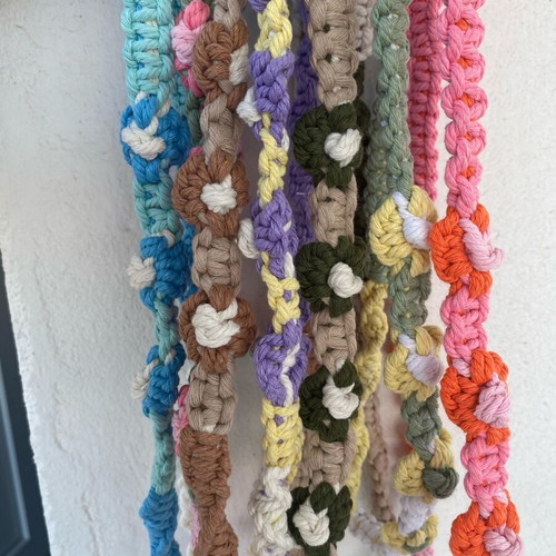 Macrame chains with flowers and hooks for mobile phone new