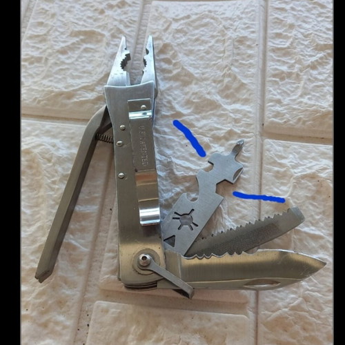 Pocket multitool used, stainless steel with case