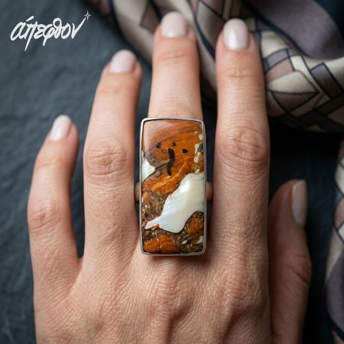 Earthscape Jasper ring silver 925 new, brown