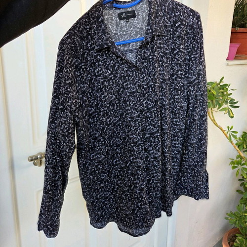 Reserved blouse with safety pin print, like new, black and white, size L