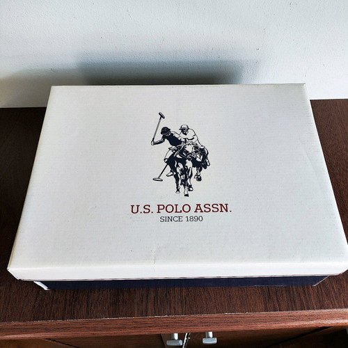 US Polo platforms like new, beige with red, white, blue details