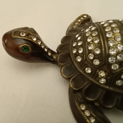 Bronze turtle used with rhinestones, decorative paperweight