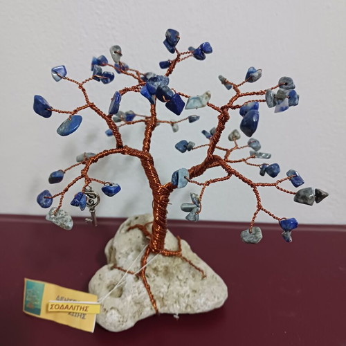 Tree made of sodalite and copper wire, new
