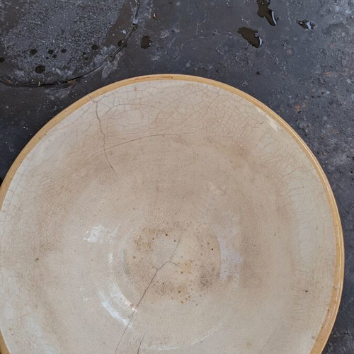 Antique ceramic kneading bowl 30 cm used, 19th century