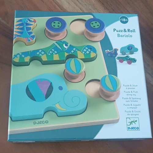 Puzz Roll Wooden Puzzle and Push Toy New