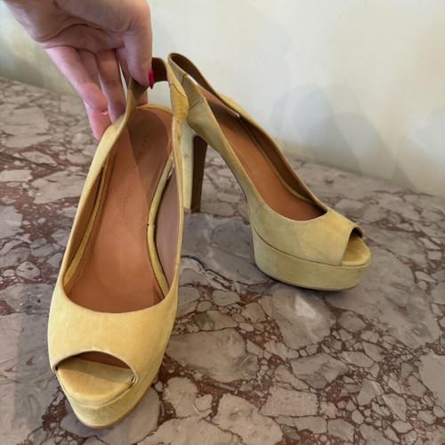 Zara Woman lime suede platform peep-toe heels size 38 used