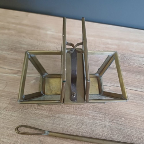 Brass and glass container for coffee and sugar used