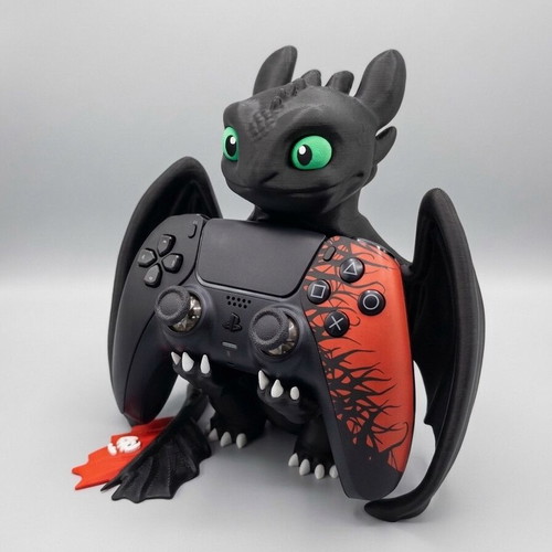 Night Fury Controller Stand 3D printed for PS5 and Xbox, made to order