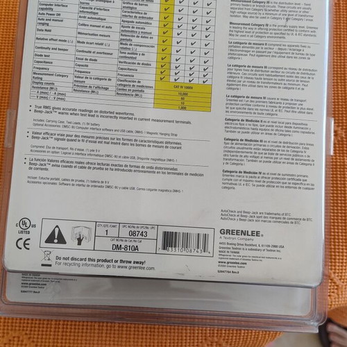 Greenlee DM-810A multimeter new, sealed packaging