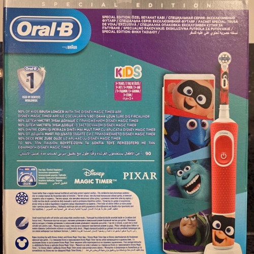 Braun Oral-B Vitality Kids Pixar Special Edition Electric Toothbrush with Travel Case new