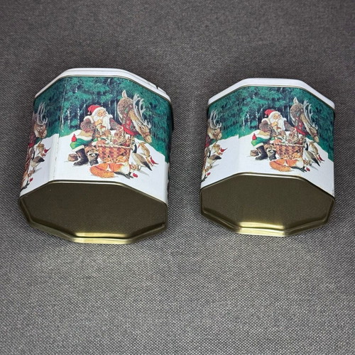 Christmas metal boxes used, set of 2 pieces