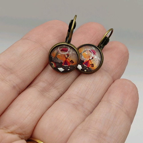 Mary Poppins dangle earrings new, multicolored