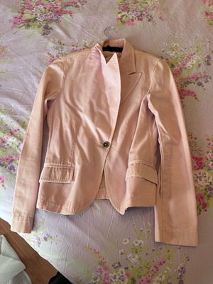Zara pink denim jacket used, size S