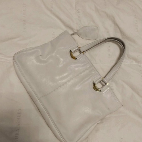 Leather handbag used, white