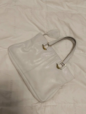 Leather handbag used, white
