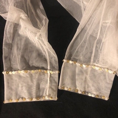 Amorimiei White Bolero Jacket with Gold Sequins Like New