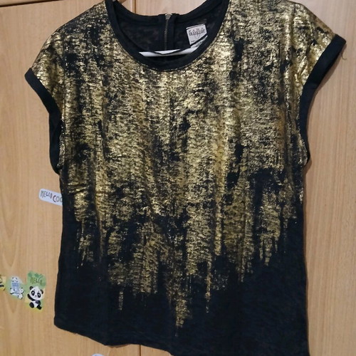 Zara blouse black and gold like new with back zipper size M