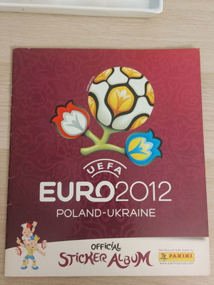 Panini Euro 2012 sticker album used with 59 stuck stickers