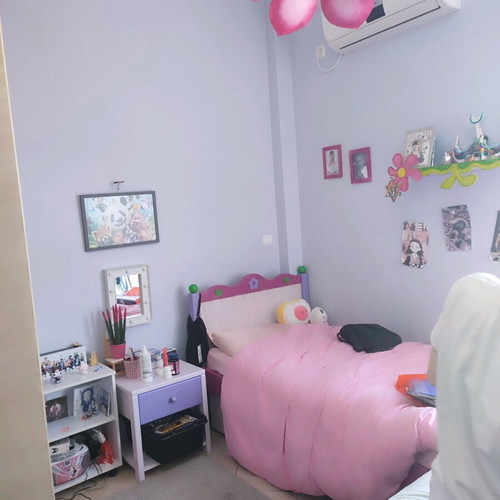Girls bedroom furniture like new with 2x90 bed, nightstand, desk, drawers, shelves, wardrobe