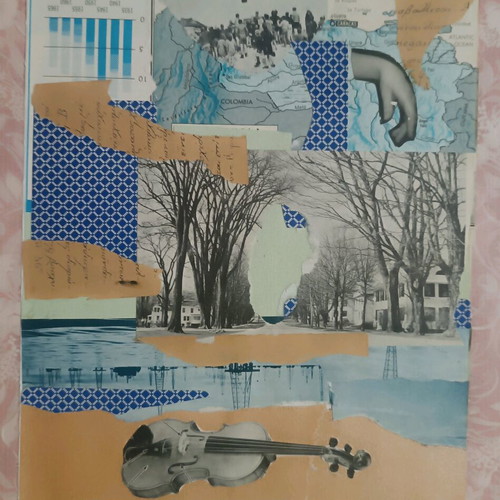 Mixed media collage custom order, set of 4 pieces