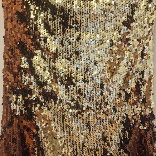 Strapless short dress with sequins like new, one size, gold bronze