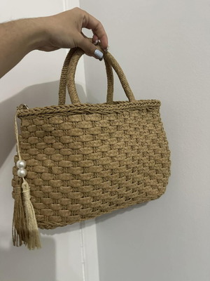 Womens straw crossbody bag like new, beige and brown