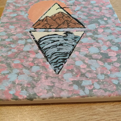 Mountain - Sea painting like new, painted on canvas