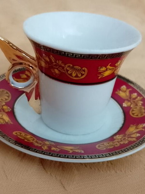 In Art Greek Coffee Espresso Cup like new, red and gold decoration