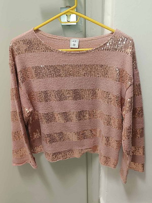 Πουλόβερ Age Très Chic σαν καινούργιο με πούλιες σε dusty pink και χρυσαφί