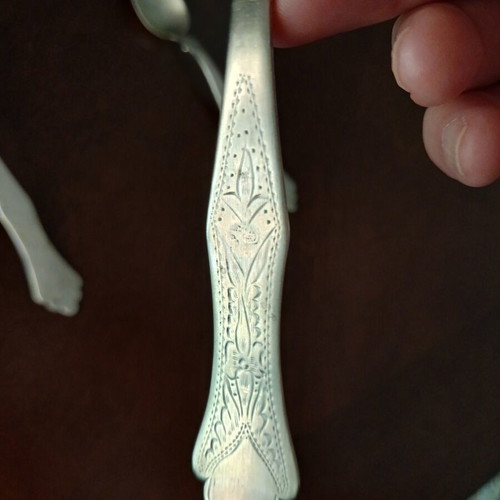Silver Antique Teaspoons with Tughra Set of 6 Like New