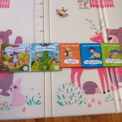 Children's books used, including classic fairy tales and animated images