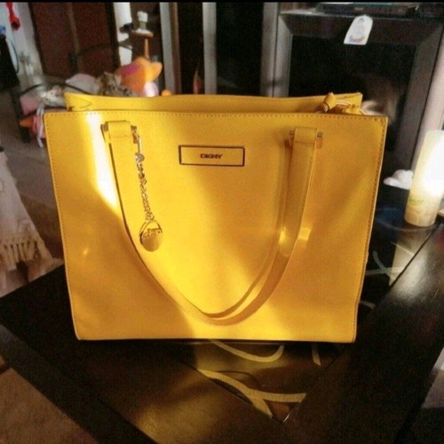 DKNY shoulder bag used, yellow leather