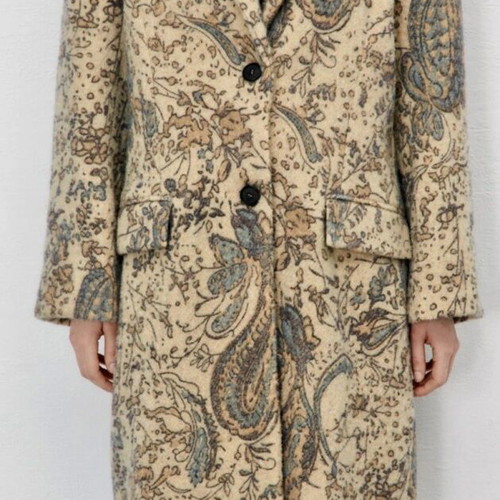 Zara limited edition wool coat 91% floral boho chic M/L like new