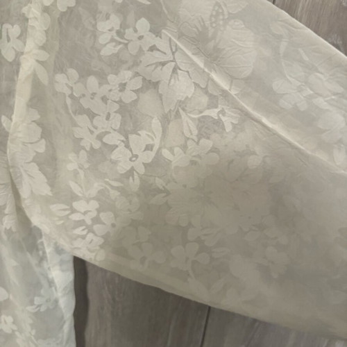 Zara sheer shirt unused with floral pattern, size M, white and beige