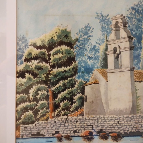 Watercolor Painting "Church by the Sea" used