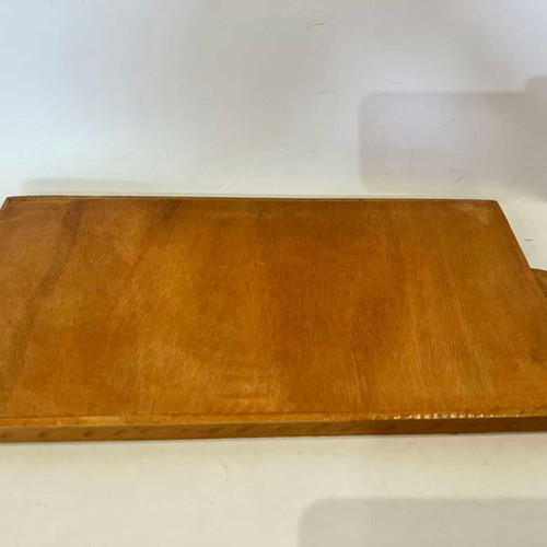 Vintage wooden serving tray with carved pattern used, 45.5x21 cm