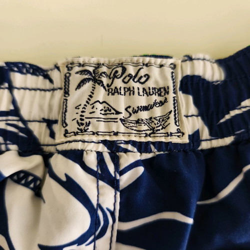 Polo Ralph Lauren boys' swim shorts like new, size 122 cm, white and blue