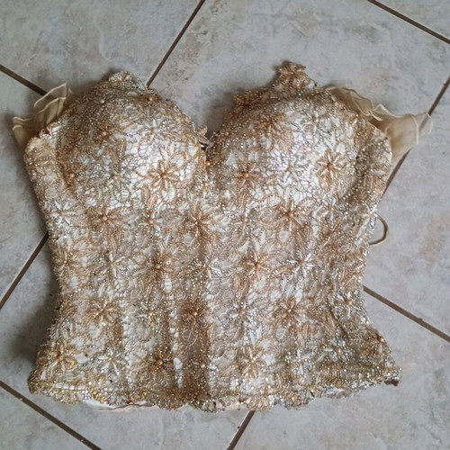 Wedding skirt bustier with flounces like new, size M, gold
