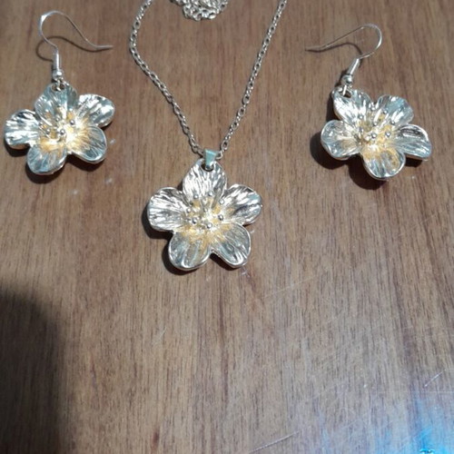 Jewelry set necklace earrings new gold-colored