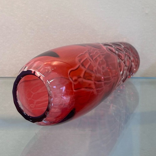 Red crystal vase new