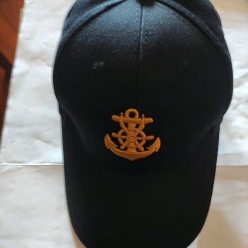 Hat with embroidered anchor black one size adjustable new