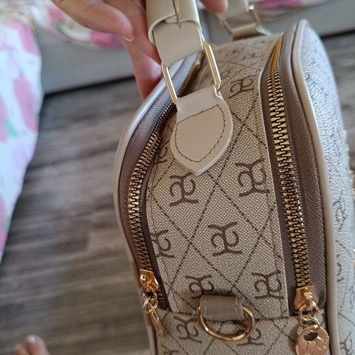 Shoulder and Handbag Set new, beige with gold details