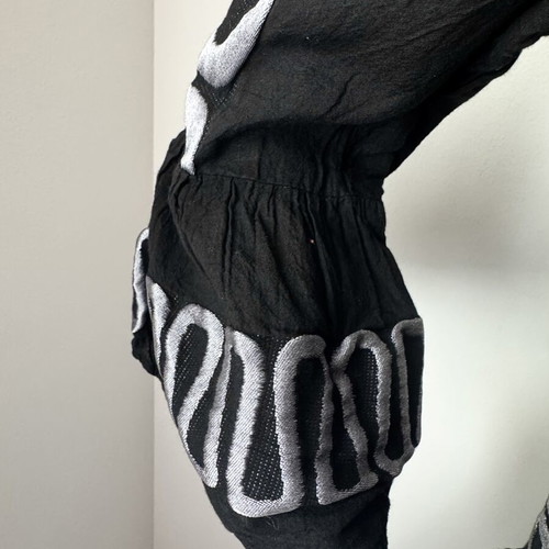 Mystery Resort Wear Summer Dress new, black and silver grey, cotton, size large
