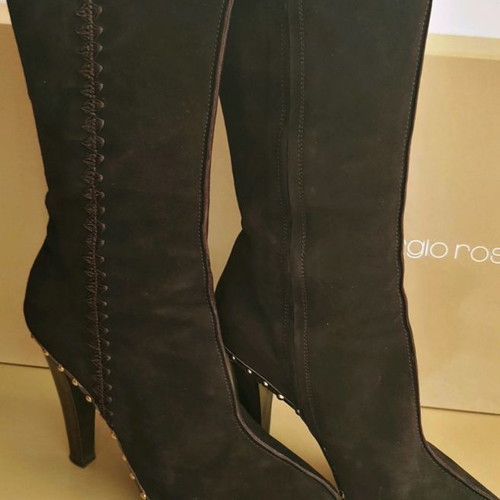 Sergio Rossi boots used brown leather-suede, size 41