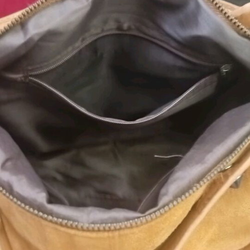 Tan Suede Shoulder Bag with Studs Like New