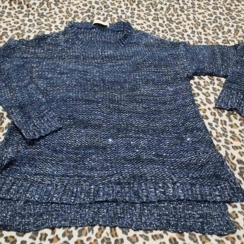 Rich knitted sweater like new, blue and silver, size L